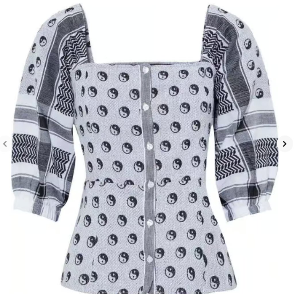 Cecilie Copenhagen Bibbie Yin Shirred Cotton-Jacquard Peplum Top Black Xl
